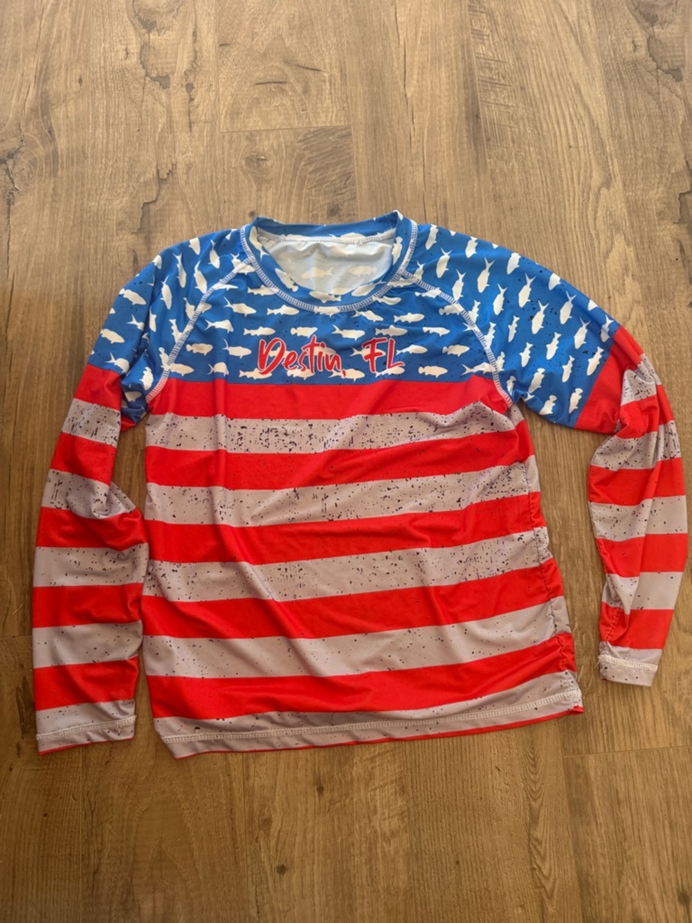 Destin FL Kids' Long-Sleeve Rash Guard - Red, White & Blue